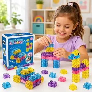 40PCS Soft Jelly Building Blocks Set – Non-Toxic Safe Squeezable Stretchable Sensory Fidget Toy for Toddlers, Multi-color Stacking DIY Montessori STEM  Early Learning Toy for Kids Age 3+, Washable Bath Toy Creative Educational Birthday Gift for Boys Girl