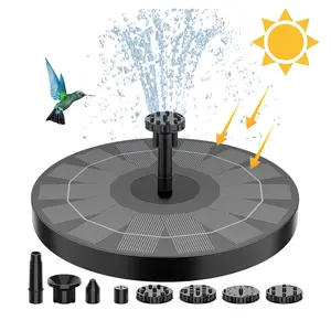 AISITIN Bird Bath Solar Fountain Pump(2.5W), Solar Fountain Pump for Bird Bath with 6 Nozzles, 6.7" Solar Powered Water Fountain Pump for Garden, Ponds, Pool, Fish Tank, Aquarium and Outdoor