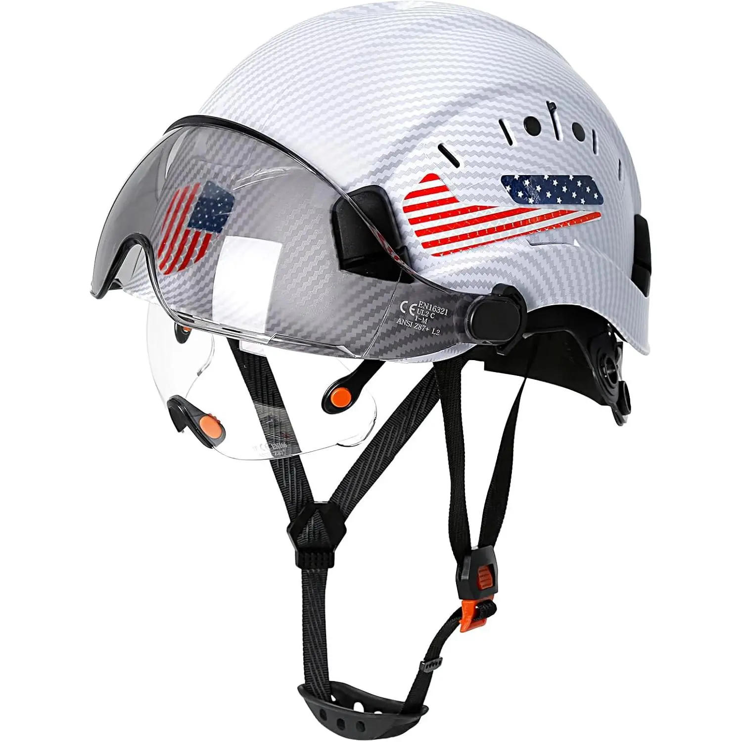 Full Brim Headgear with Dual Visor - Vented Outdoor Protective Gear with Sunglasses & Clear Lens, 6-Point Fit System, for Chainsaw Work, Arborist, Outdoor Power Equipment, Gardening, DIY
