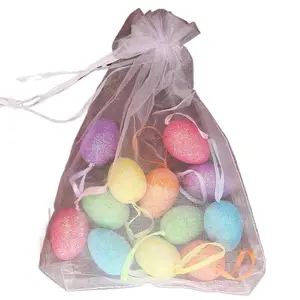 Easter Painted Foam Particles Sprinkled Gold Powder Eggs Simulated Bird Pigeon Eggs Pine Brocade Bag Decoration Hanging Eggs