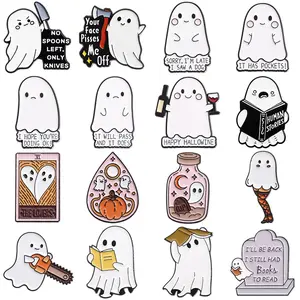 16pcs Halloween horror ghost set combination brooch, metal paint badge, clothing accessories, necklaces, props