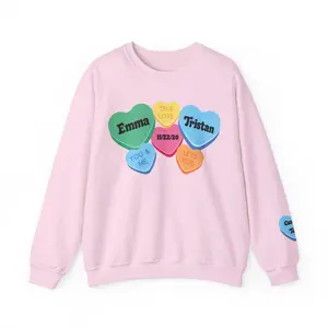 Custom Couples Valentine Sweatshirt, Matching Valentine's Sweatshirt, Personalized Valentine Sweatshirt, Aesthetic VSCO Conversation Hearts