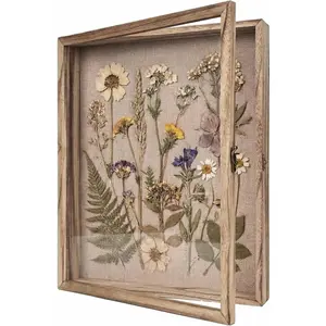 Shadow Box Frame13x16 Display Case with Linen , Real Glass Window Door with Hinge, Memorabilia Medals Wedding Bouquet Collections Picture Frame Memory Box for Keepsakes
