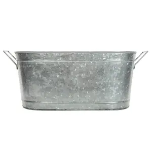 Galvanized Oval Beverage Party Tub Chiller - 18 Inch Long; Garden Planter Serve Ware. Ideal for Patio Garden - Bucket Farmhouse Decoration