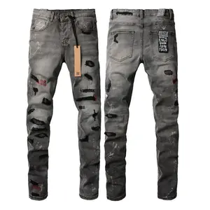 HuaHua'shop American Style KSUBI Jeans New Ripped Hole Design High Quality Embroidery Logo Casual Slim-fit Pants Unisex Menswear Man