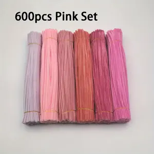 600-piece pink pipe cleaner set, suitable for arts and crafts, ideal for making flowers, animals, and decorations, DIY arts and crafts projects