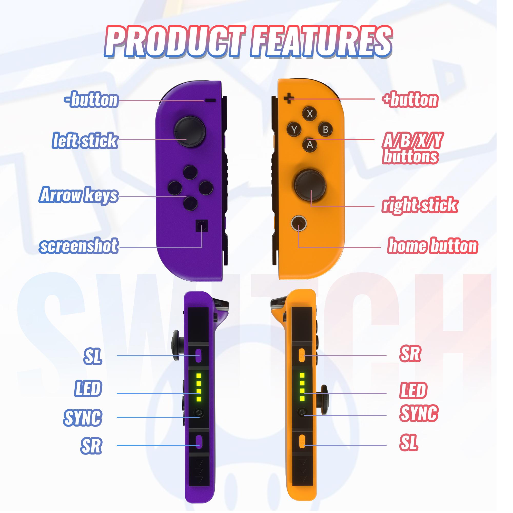 Joypad Controller for Switch1&2 Wireless Joypad Replacement for Switch Controller Left and Right Switch Joycons Support Dual Vibration Wake-up Function Motion Control switch joycons Gamepad