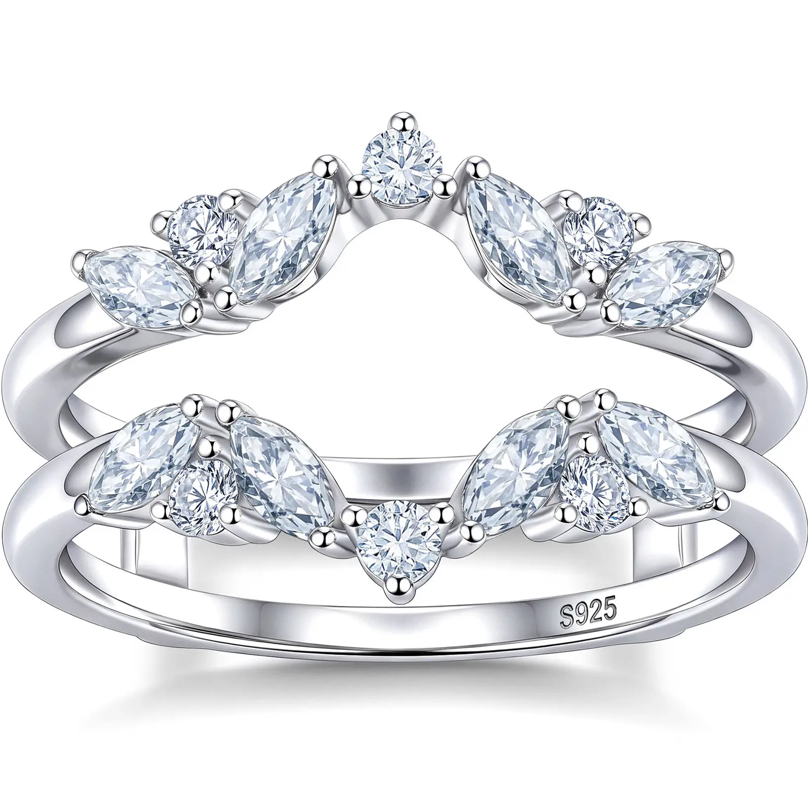 Heinlov Moissanite Ring Enhancer for Engagement Rings 925 Sterling Silver Size 5-10