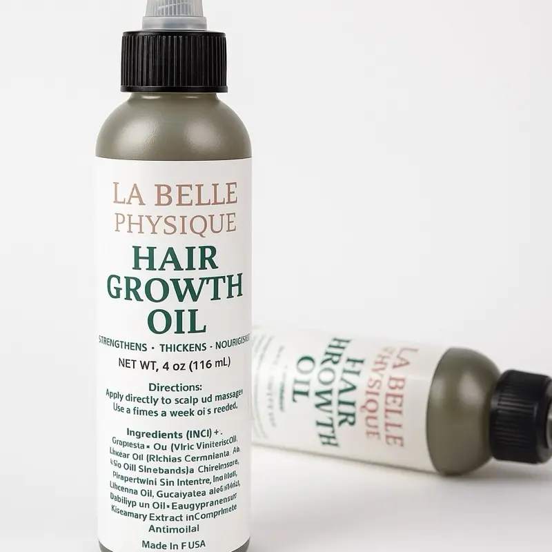 La Belle Physique REVIVE & THRIVE Hair Growth Oil - 4 oz Strengthens Thickens Nourishes Formula for Hair Care with Rosemary Fenugreek Moringa & Hibiscus