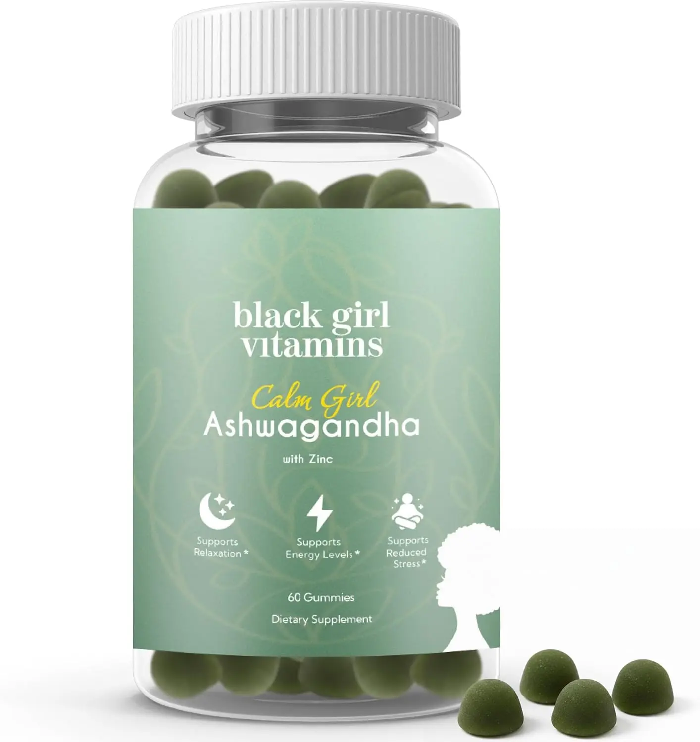 Black Girl Calm Ashwagandha + Zinc Cherry Chewable Vitamins, Stress Support, Relaxation Promotion, Mental Clarity & Brain Health Boost, Sleep & Immune Support