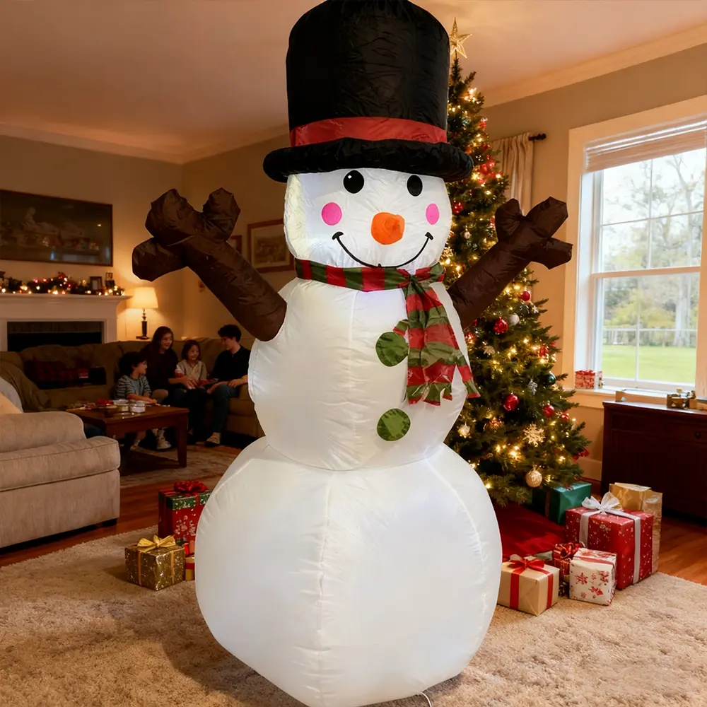Inflatable Christmas Decoration, Outdoor Inflatable Snowman with Rotating LED Lights, Perfect for Indoor & Outdoor Garden Yard Decorations