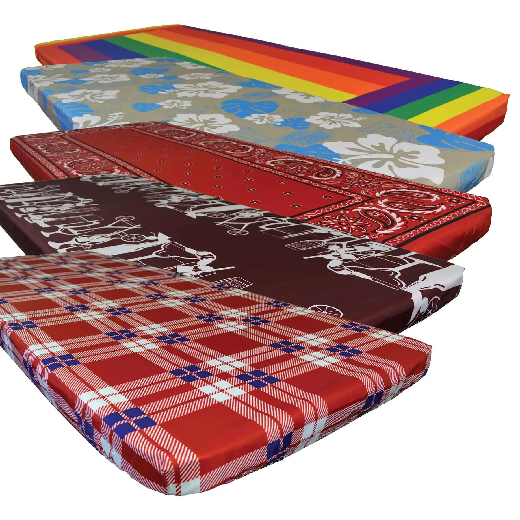 In the Breeze Fitted Machine Washable Picnic and Indoor Tablecloth with Elastic Bands and Deep Pockets for Secure Fit 30x72 or 36x96 Inches Durable Polyester Fabric