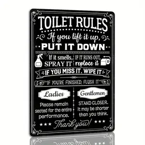1pc Funny Toilet Metal Tin logo Toilet Logo Retro wall art poster Bar Cafe Toilet Family Bathroom Wall Decoration Humorous bathroom poster 20 x 30cm