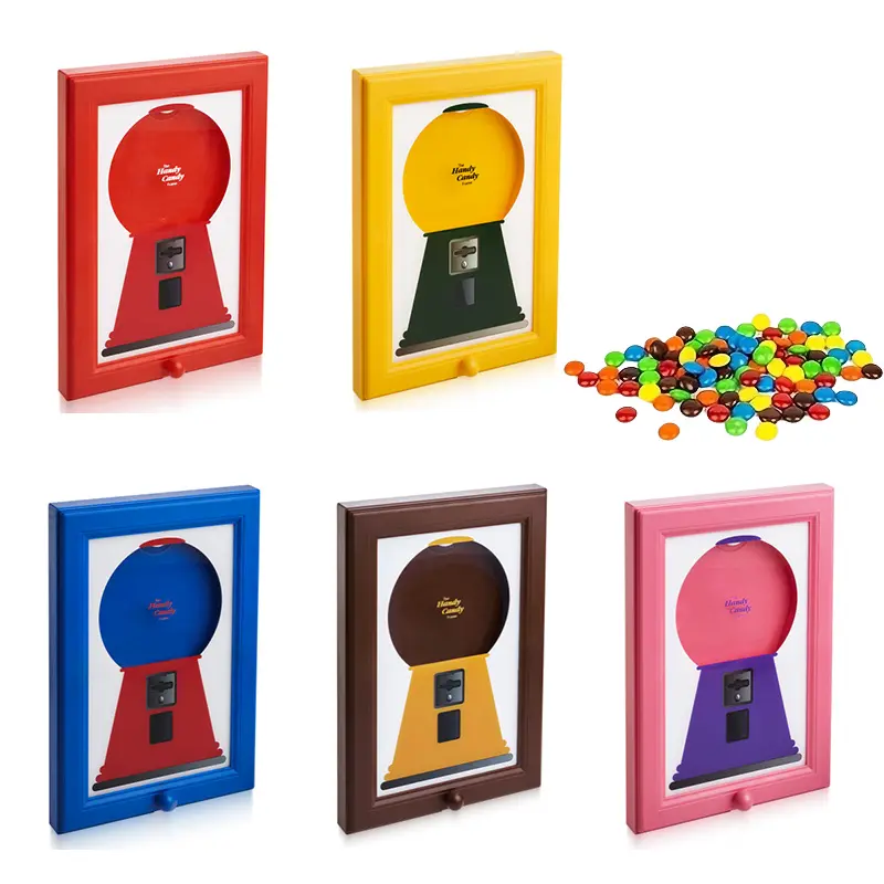 2pcs ABS Wall-Mount Square Candy Theme Photo Frame & Dispenser Combo, Home Decor Accessory, Decoration Items, Hanging Holder for Treats, Pet Snacks, Holiday Gift