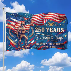 Double-Sided USA 250th Anniversary Flag, Outdoor Patriotic American Banner, 1776 Freedom Yard & Outside Decorations