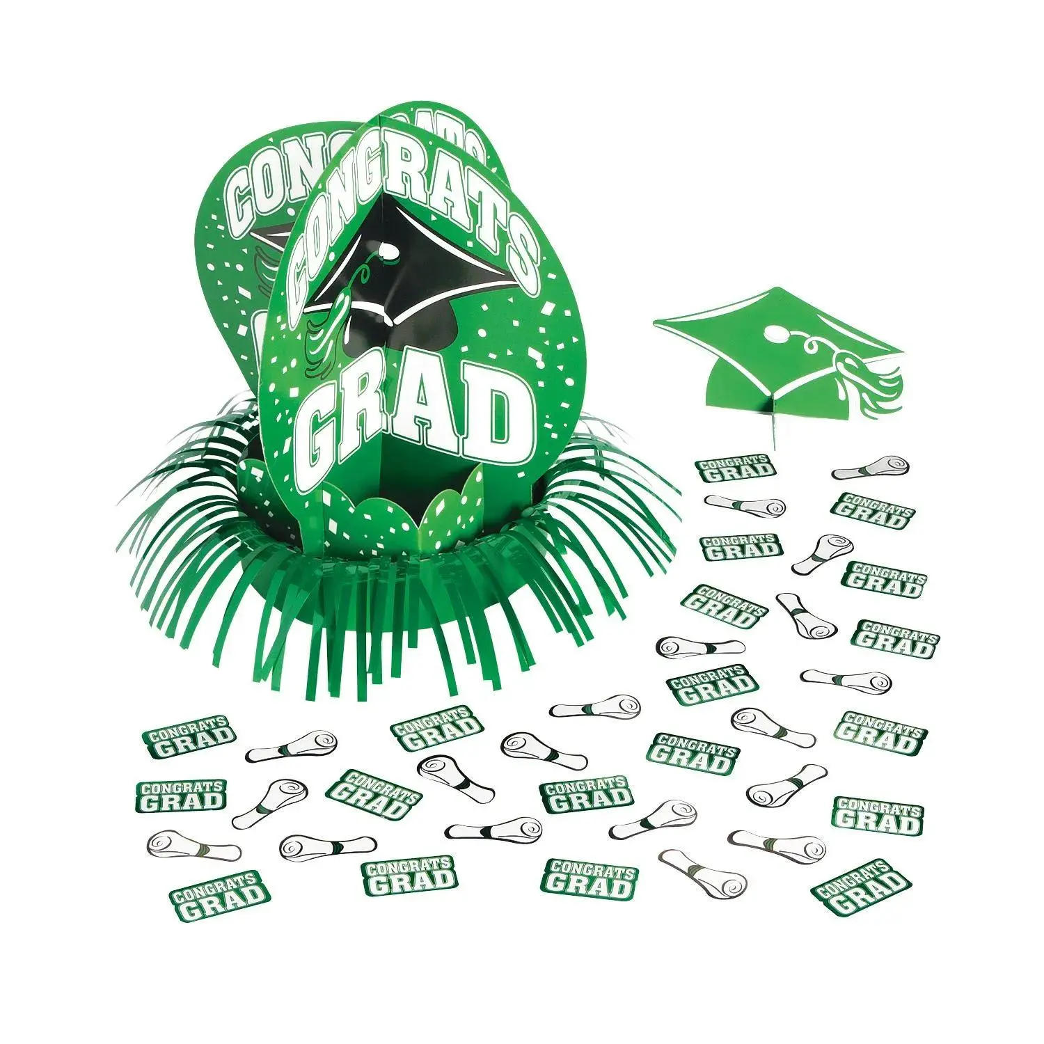 Green Graduation Party Table Decoration Kit - 23 Pieces, Graduation Gift for Students with Star Accents