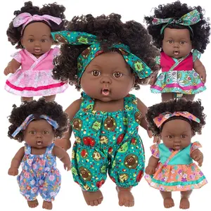 8 Inch African Doll Zhandan Cute Plush Toy, Soothing Baby Doll Resin Reborn Doll, Export Toy, Adorable Playmate