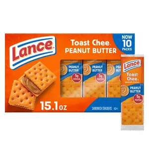 Lance Sándwich Galletas Tipo, Mantequilla de Maní Tostada, 10 Packs Individuales, 6 Sándwiches Unidad