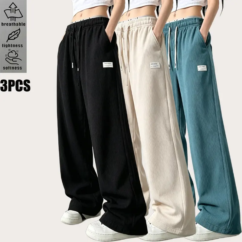 AIbart Women's 3PCS Baggy Oversize Wide Leg Athletic Sweatpants - Breathable, Lightweight, Soft Activewear for Travel (Black, Beige, Teal), Athletic Casual Trousers, Breathable Athletic Bottoms