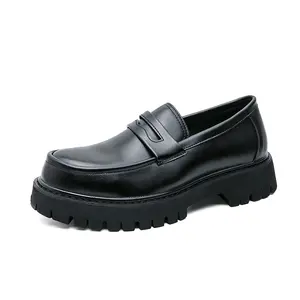 2026 Youth Slip-On Loafers 🔥     Black Platform Casual Shoes for Men – Chunky Height Boosting Sneakers, Teen Streetwear Essential690