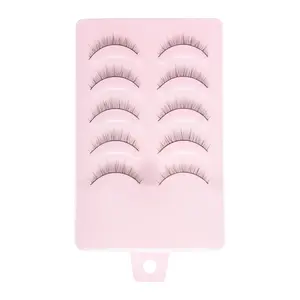 VOCOSTE Natural False Eyelashes Synthetic Fibe False Lashes for Women Makeup W01 Black 5 Pair