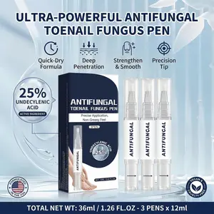 Ultra-Powerful Antifungal Toenail Fungus Pen with 25% Undecylenic Acid, Cooling Menthol Nail Repair, Precise Applicator, Non-Greasy, 3-Pack