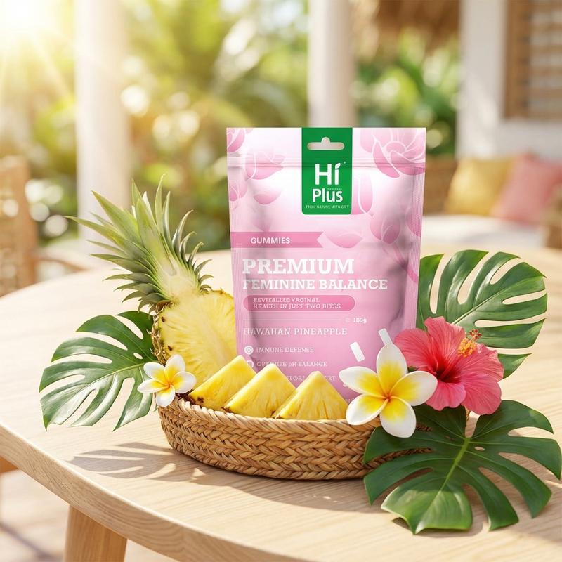 HiPlus Daily Feminine Care Supplement - Pineapple Balance Gummies for Women Intimate & Immune Support