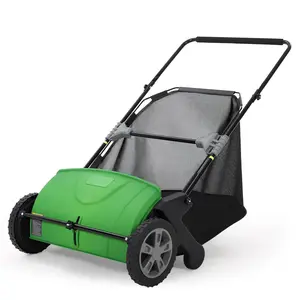Manual Push Lawn Sweeper 21-Inch, Foldable Storage Yard Leaf & Debris Collector with 3.5 Cu. Ft. Collection Bag, Adjustable Brush Height for Lawns & Driveways
