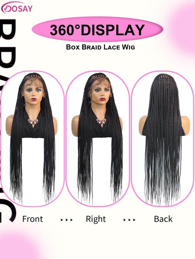 DOSAY 36Inch Synthetic Full Lace Braided Wigs for Black Women Cornrow Fulani Braids Knotless Box Braided Wig with Baby Hair Handmade Dreadlocks