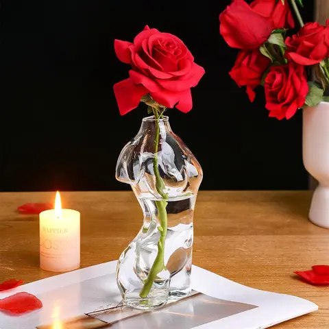 Creative Clear Model Shaped Glass Vase, 1 Piece Modern Simple Transparent Glass Vase, Spring Flower Arrangement Vase, Decorative Flower Vase for Home Office Dormitory, Home Decor, Modern Plant Vase, Home Decoration, Vases Home Decor