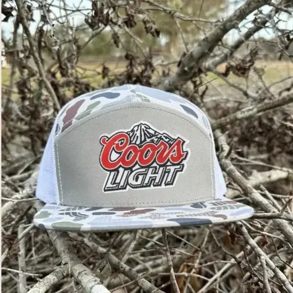 [ Best 2026 ] Coors Light Trucker Hat | Embroidered 7 Panel Mesh Snapback | Flat Bill Beer Logo Cap | Outdoor Hunting Gift for Men