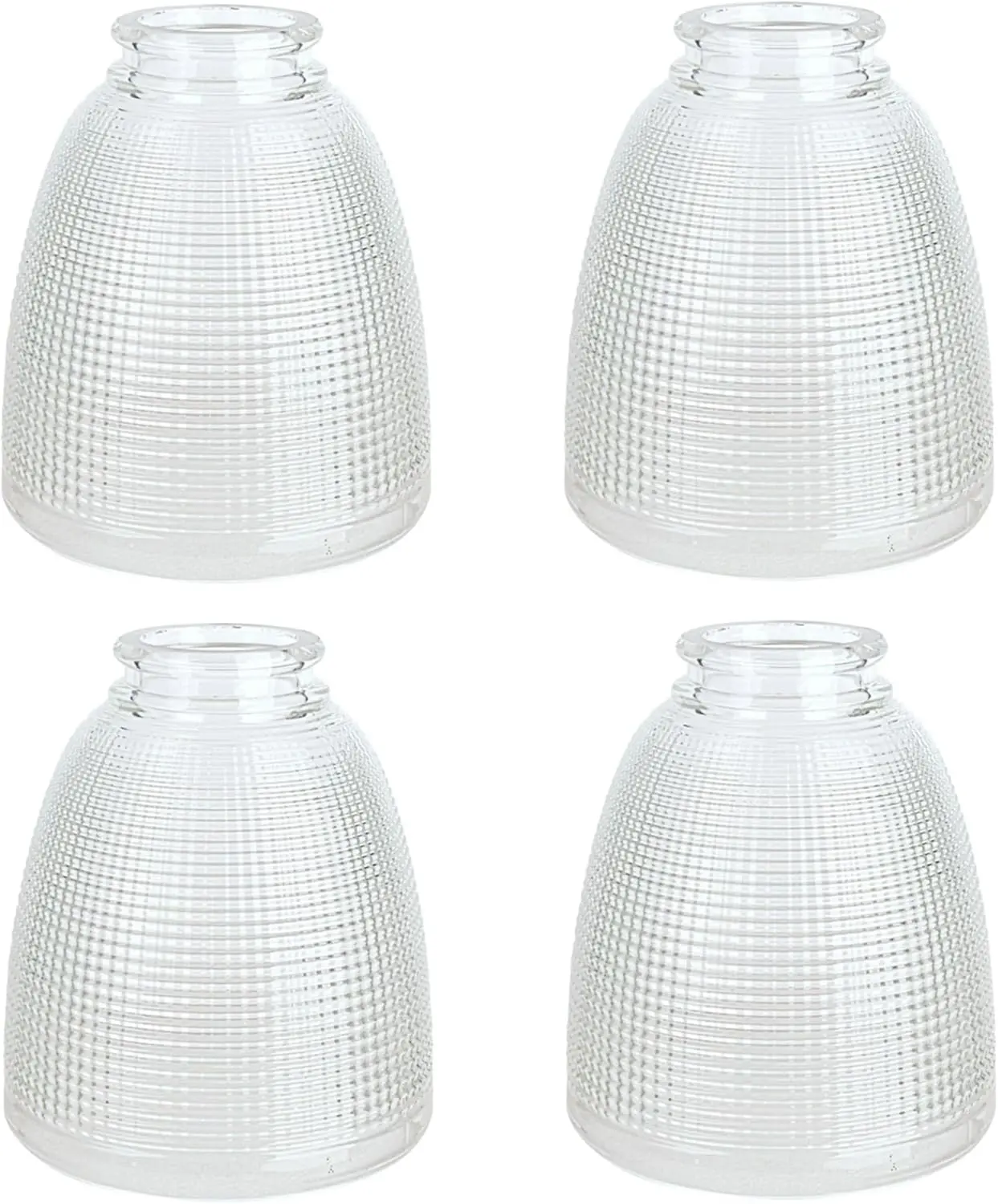 Aspen Creative 23111-4 Contemporary Style Replacement Clear with Grid Pattern Glass Shade, 2-1/8" Fitter Size, 5-1/8" high x 4-1/2" diameter, 4 Pack