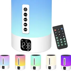 Alarm Clock Bluetooth Speaker, Night Light White Noise Machine Touch Bedside Lamp with Alarm Clock for Kids Multi-Color Changing Night Light Xmas Gifts for Teenage Girls Boys Women Teen Girl Gifts Audio Smartphone Devices Digital Mp3 Portable Colorful