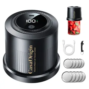 CasaOrigin Electric Mason Jar Vacuum Sealer Kit with External Assembly Vacuum Pump for Food Storage Automatic Sealing System Compatible with Vacuum sealers Bag Wine Bottle Wide & Regular Mouth Jars