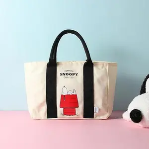 [Valentine's Day] MINISO SNOOPY Summer Travel Collection Handbag Cute Anime Beagle Puppy Character Big Capacity for Holiday Vacation for Work School