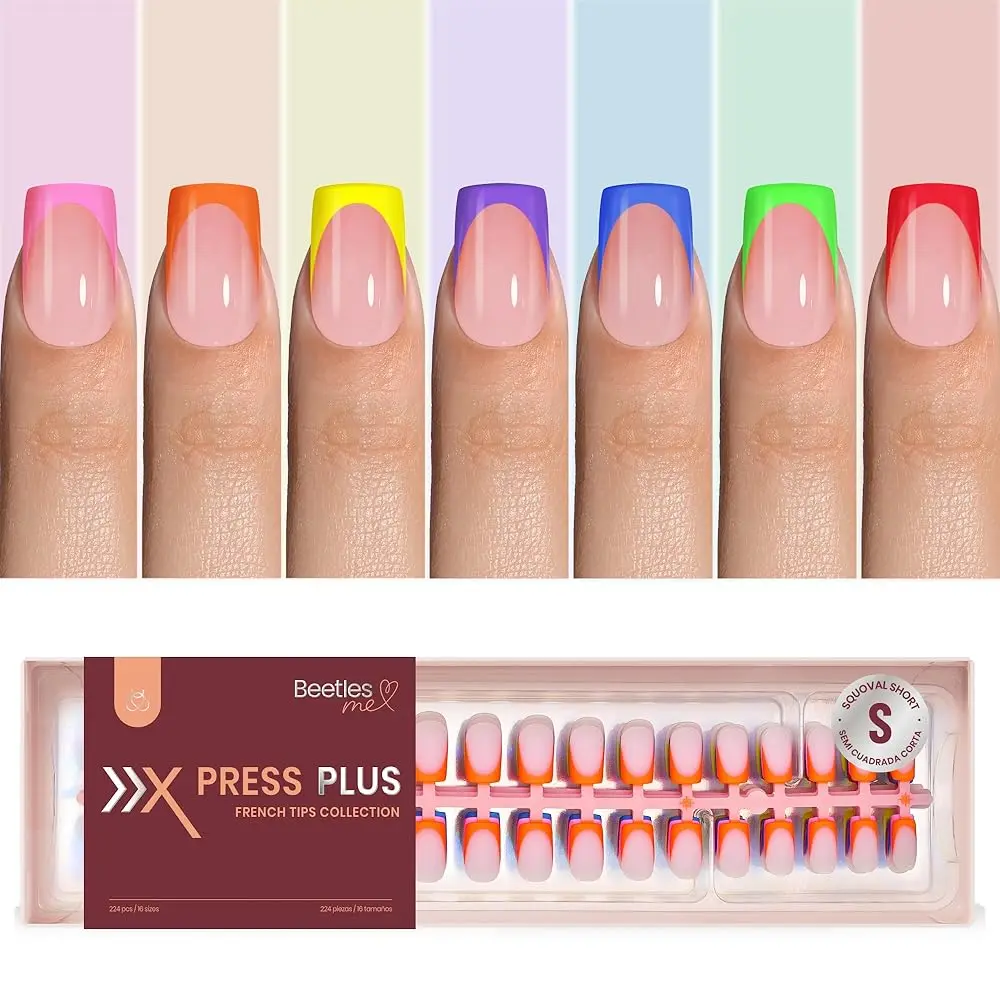 224Pcs 7 Neon Colors Short Squoval