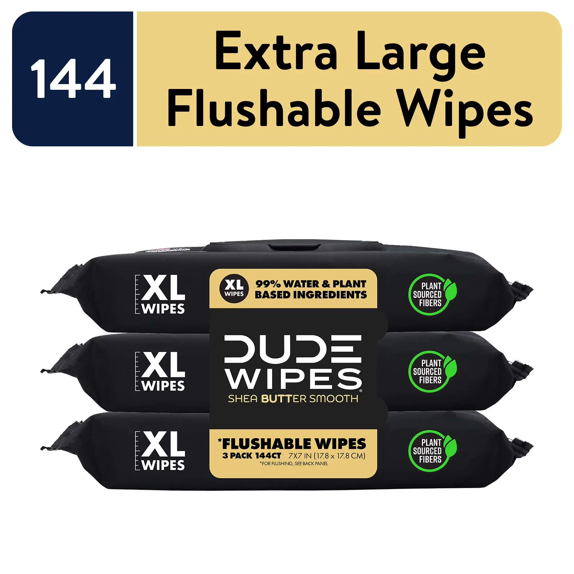 DUDE Flushable Wipes, Extra Large Shea BUTTer Smooth Wet Wipes, 240 Count
