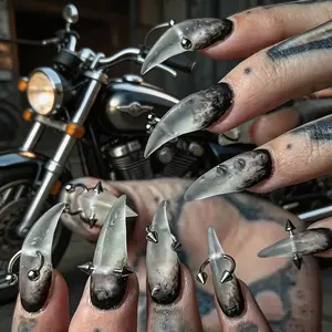 Handmade Long Dragon Claw Nail Tips, Gradient Iron Nails, Matte Unique European Style, Fake Nail Art Accessories