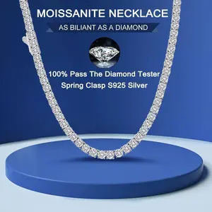 Moissanite Tennis Necklace for Women Men D Color VVS Sparking Diamond Spring Clasp Original 925 Sterling Silver Jewelry with GRA