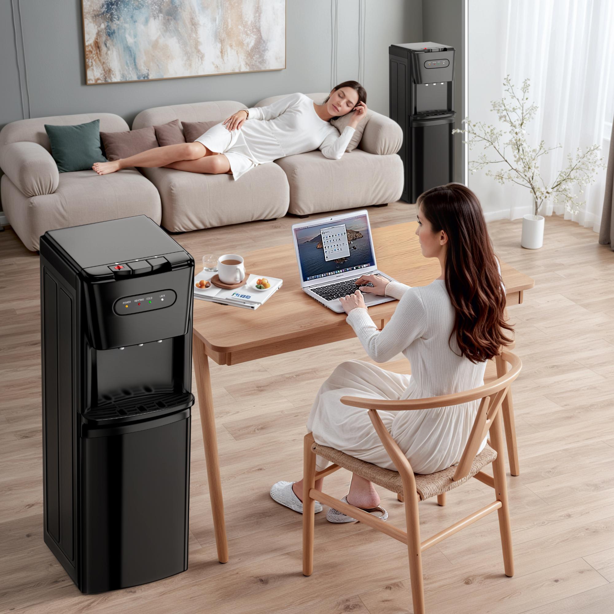MANASTIN Water Cooler Dispenser, Hot/Cold/Cool Water Dispenser for 3 or 5 Gallon Bottles, Empty Bottle Indicator, Child Safety Lock - Ideal for Office, Home, Living Room (Cooling & Heating) Kitchen Appliances