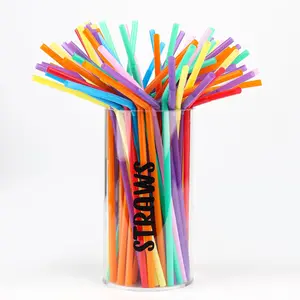 Straw Holder for Counter: Clear Straw Holder Dispenser, Lucite Glass Drinking Straw Dispensers Organizer with Printed Straws. (Container Only)