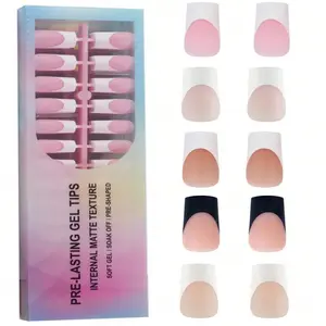 160pcs Oval French Nail Gel Stickers, 5 Colors, Square Shape, 15 Sizes, DIY Permanent Nails, Suitable for Women and Salons, Nail Art Stickers, Nail Art Supplies