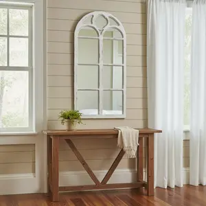 White Distressed Window Mirror