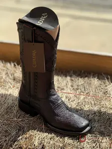 CUDRA BOOTS PANZA DE AVESTRUZ BLACK CHERRY LASER & WOVEN SQUARE TOE CU784