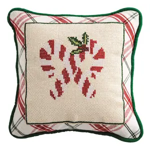 Candy Cane Needlepoint Pillow