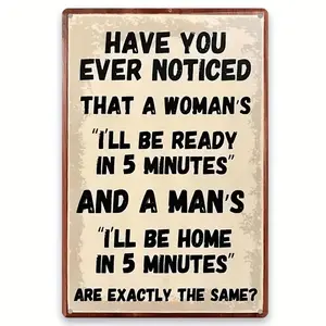 2D Flat, Funny Conversation Starter Poster - Vintage Beige Metal Wall Art - 8x12 Inches - Easy Hang Home, Office, Bar Decor - No Tools Needed - Perfect Easter, Birthday, Housewarming Gift - Durable Tinplate Decoration, Distressed Look, Highquality Print