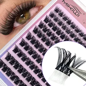 110PCS Self Adhesive Eyelashes Pre Glued Lash Clusters No Glue Needed Press On Lashes Wispy Individual Lashes Eyelash Extensions With Tweezers Natural Soft Lightweight Easy Apply Beginner Friendly DIY Daily Makeup Volume Lash Extension Kit