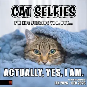 Say Meow!:  Selfies 2026 Wall Calendar 12 Month | 12" x 24" Open | Thick & Sturdy Paper |Giftable | Meme  Kitten Funny  Calendar 2026