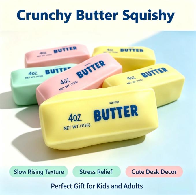 Crunchy Butter Squishy Cheese Sticks Toy,Slow-Rebound Stress Relief Toy Building Blocks,Cute Soft Sensory Toy, Relaxing Desk Toy Squeeze Toy Stress Relief Desk Toy For All Ages,Stress Relief Gift