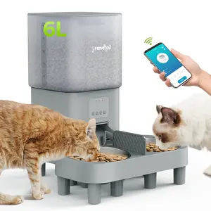 PHI VILLA Wireless Automatic Cat Feeder, 6L Automatic Food Dispenser for Dogs, Cats, Small Pets Indoor, Smart App Controlled Dry Food Feeder for Cats & Dogs, Quick Cooling Feeding